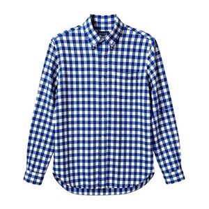 Ralph Lauren Blue White Gingham 100% Linen Button Down Shirt Men’s Medium
